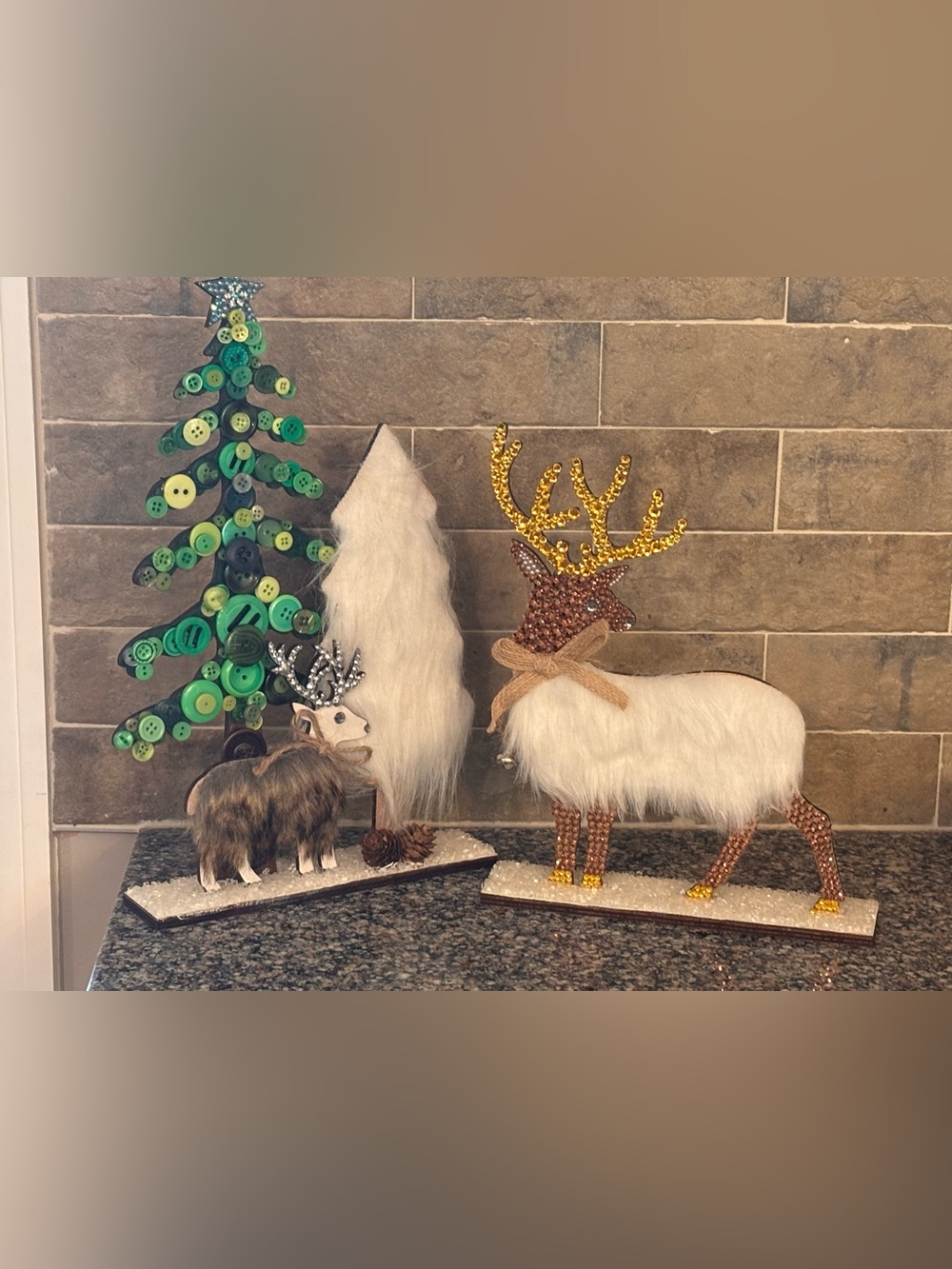 Hand embellished Holiday Reindeer Figurines- new